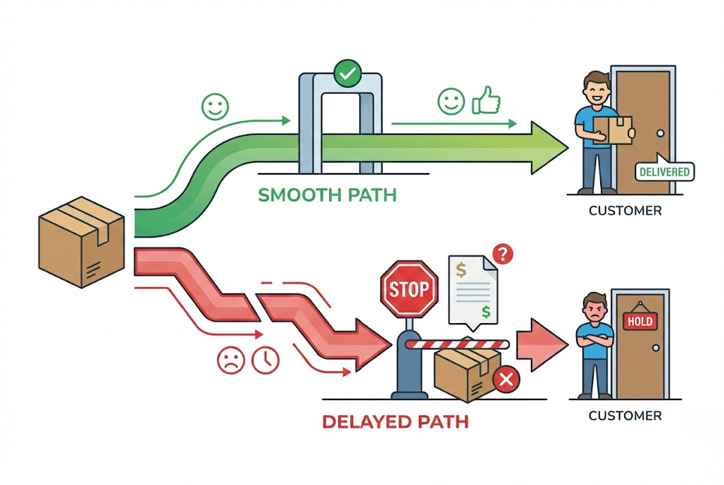 Logistics map demonstrating nearshoring strategies using bonded warehouses to service the US market post-de minimis suspension.